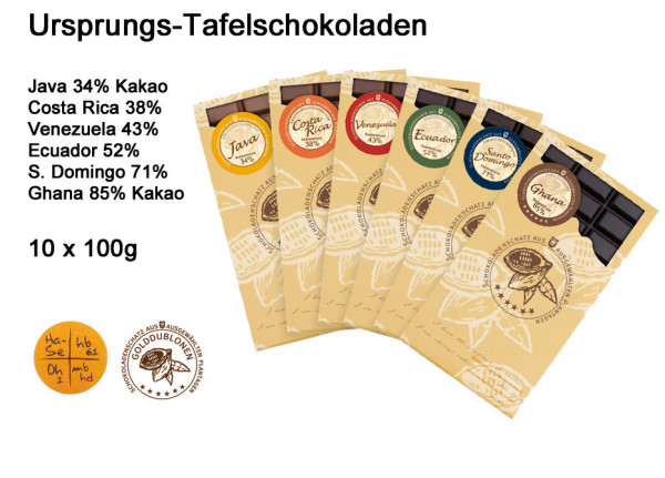 100g Tafelschokoladen aus ECUADOR mit 52% Kakaoanteil