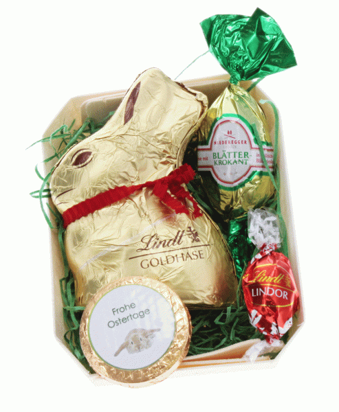 Spanschale mit Lindt Goldhase und 3 x Osterconfiserie