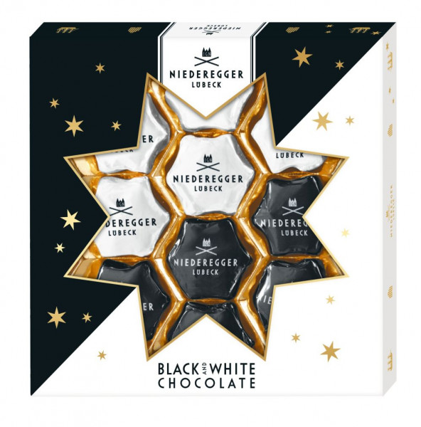 Niederegger Black &amp; White Weihnachtssterne 125g