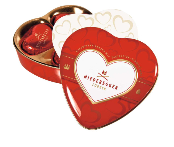 Niederegger Marzipan Herzen in Geschenkdose 6 / 75g