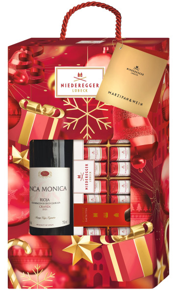 Niederegger MARZIPAN &amp; WEIN: 200g Marzipan Klassiker + 0,75l. Rotwein