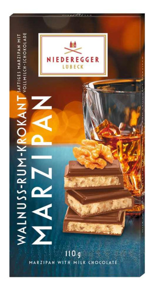 Niederegger Marzipan Tafel Walnuss Rum Krokant 10 / 110g