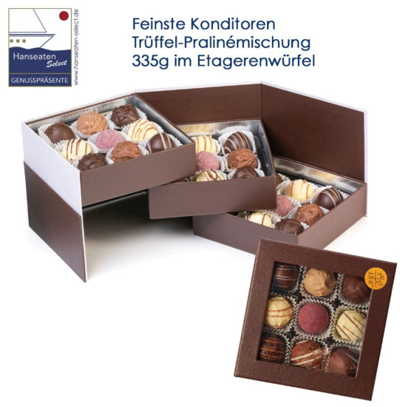 Trüffel-Pralinémischung im Etagerenwürfel