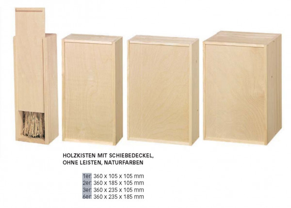 Holzkiste für 2 Flaschen - mit Schiebedeckel