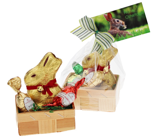 Spanschälchen Ostern Niederegger + Lindt Goldhase