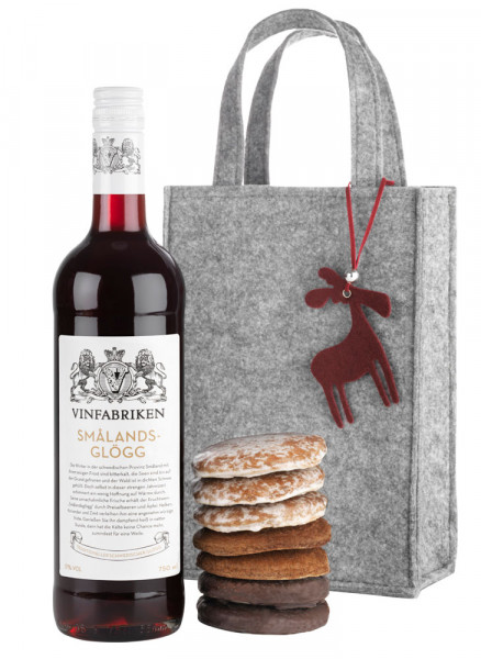 Elch Filztasche mit Glögg und Lebkuchen